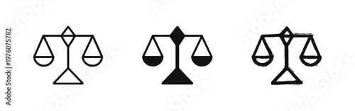 Geometric Justice Balance Scale Icon Set