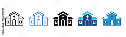 Church Icon Set Multiple Style Of