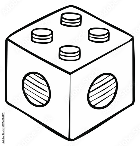 Construction Block Outline Illustration Single Toy Brick Simple Geometric Shape Design