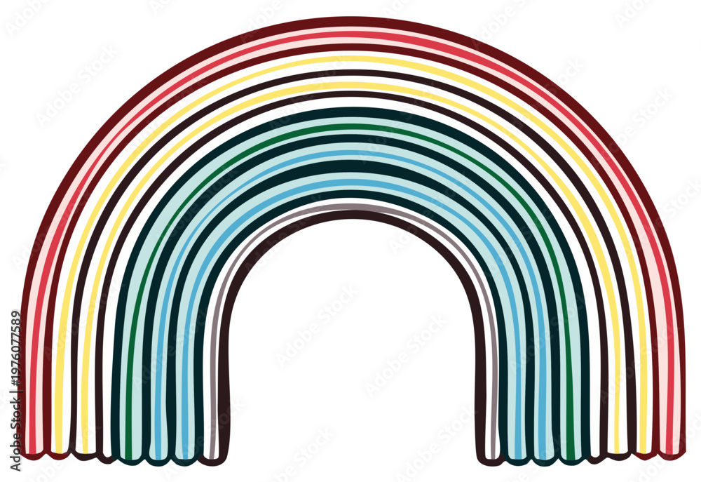 Fototapeta premium Vibrant Multi Colored Rainbow Arch Isolated on White Background