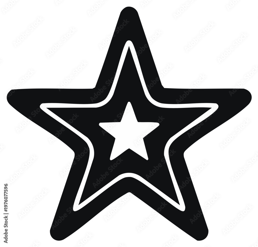Obraz premium Stylish Black Star with White Inner Star Vector Icon Design Element for Decoration or Illustration
