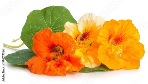 Beautiful nasturtium blossoms showcasing their unique shape and colors.