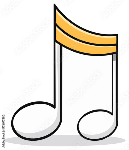 Vibrant golden double musical note illustration for sheet music and educational resources; a simple and bright depiction for music concepts.