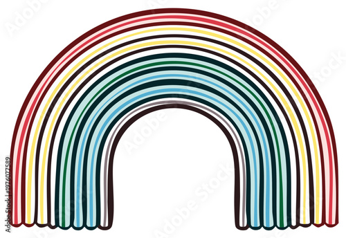 Vibrant Multi Colored Rainbow Arch Isolated on White Background