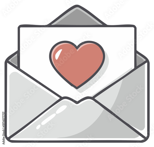 Open Envelope with Heart Symbol on Paper Inside