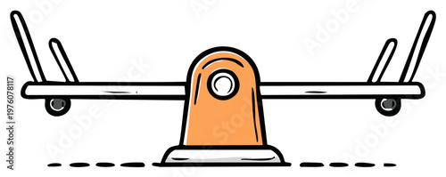 Illustration of a simple orange and white seesaw for outdoor play