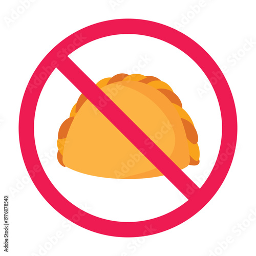 No fried pastry sign, forbidden fried snack sign, avoid high calorie foods vector illustration, deep fried food prohibited symbol, do not eat oily snack