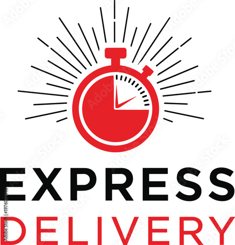 Express delivery banner vector with stopwatch icon, fast shipping concept, and modern logistics service design illustration