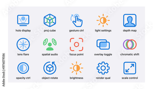 Technology icons for interface design and user experience enhancement