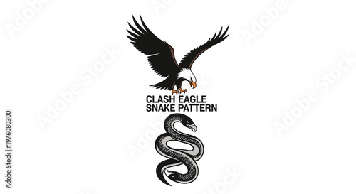 Eagle and Snake Clash Emblem - Tribal Animal Fight Illustration