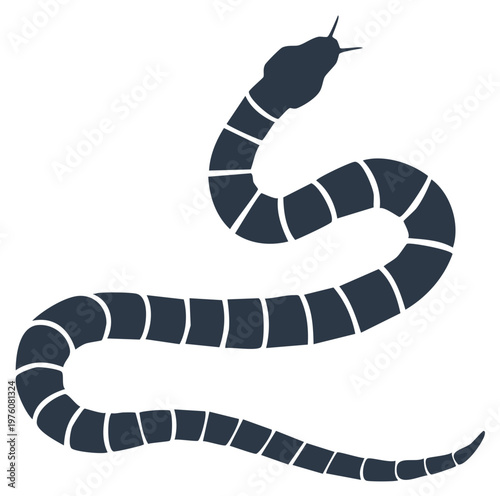 Dark Silhouette of a Segmented Snake Coiled in a Curve