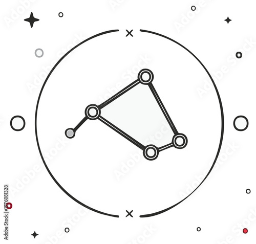 Constellation Aries illustration with connected star dots inside a circular line drawing
