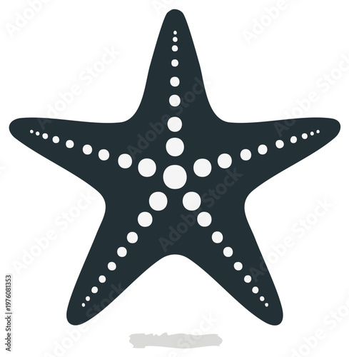 Stylized Starfish Icon Marine Aquatic Organism Silhouette on White Background