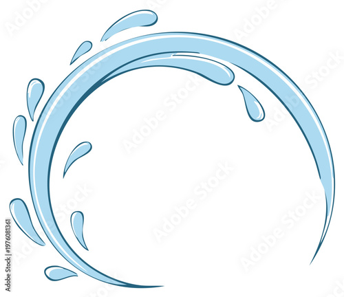 Abstract water arc with droplets illustration