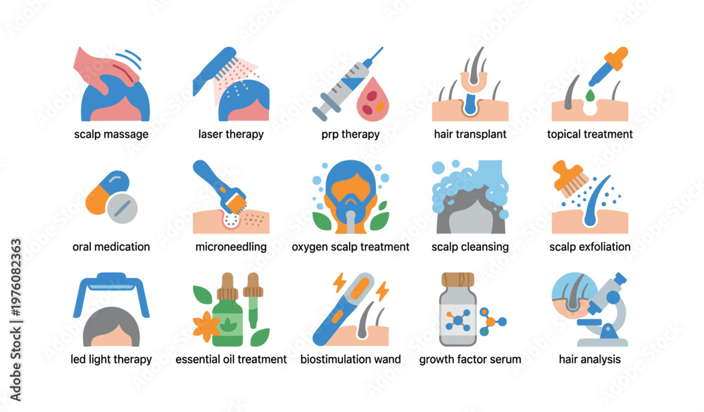 Fototapeta premium Hair and scalp treatments: laser, prp, microneedling, and more solutions