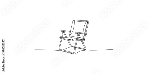 Continuous line drawing of a modern folding chair with armrests and simple design minimalist armchair