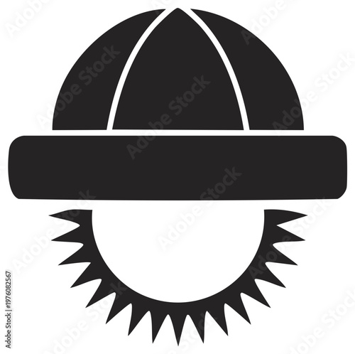 Stylized sun hat and radiating sun icon depicting summer travel and protection