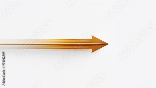 Golden Arrow Pointing Right with Motion Effect on White Background