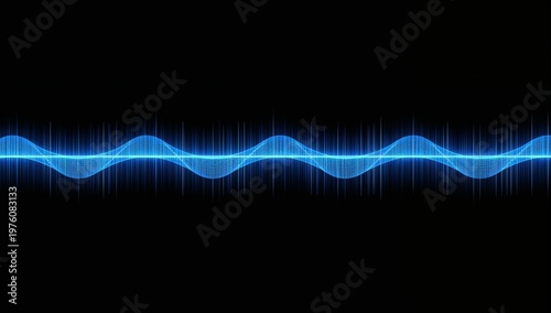 Digital Sound Wave Visualization in Vibrant Blue on Black Background