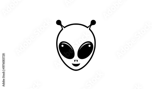 Funny alien face silhouette vector illustration playful extraterrestrial isolated on white