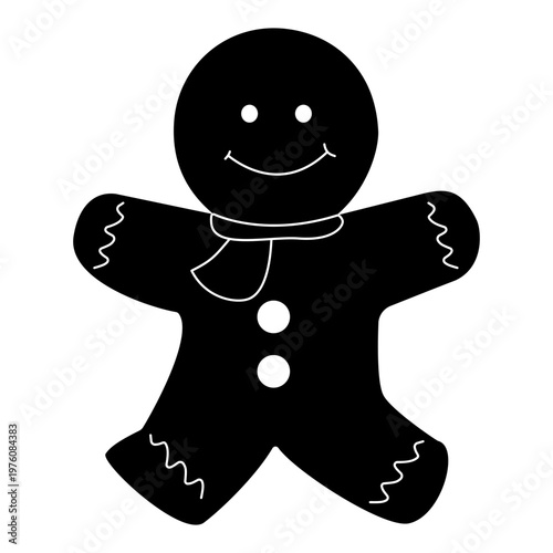 Simple gingerbread man cookie icon vector silhouette for Christmas decoration
