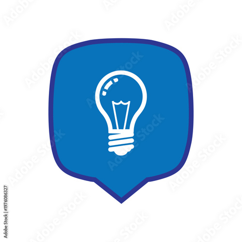 Bright Idea Light Bulb Symbol on Blue Shield Background