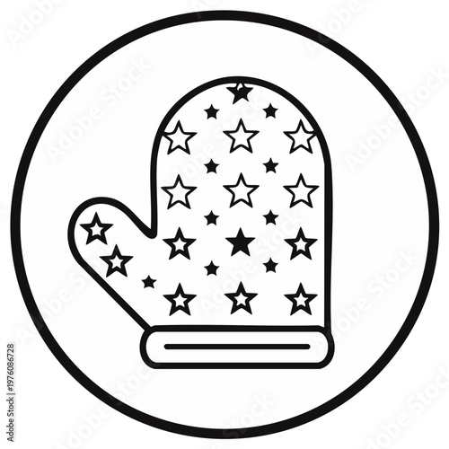Mitt with star pattern inside a circle, design element