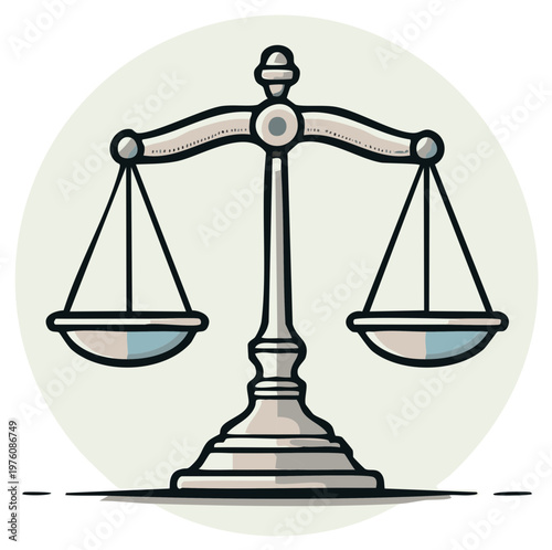 Vector illustration of classic balancing scales symbolizing justice law and equality