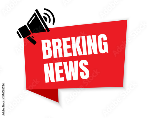 Photos Megaphone with breaking news speech bubble