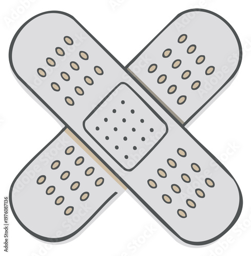 Two Crossed Adhesive Bandages Vector Illustration for First Aid and Healing Care