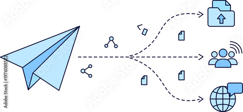 Digital Data Transfer and Global Content Sharing Concept Icon