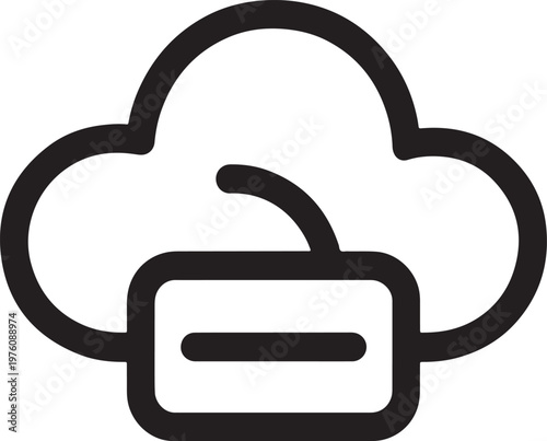Cloud storage icon with minus sign for deletion or removal