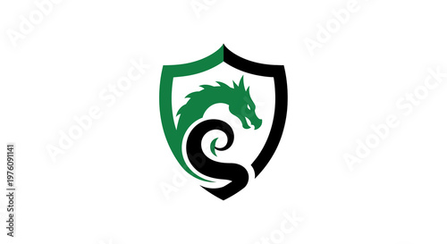 Green Dragon Emblem Shield Heraldic Crest Symbol