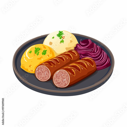 Schlesische Rouladen mit Klößen und Rotkohl