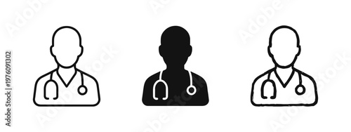 Doctor Icon Set - Medical Professional Avatar with Stethoscope