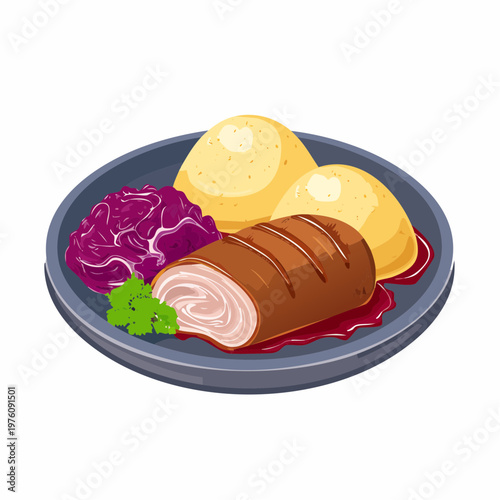 Schlesische Rouladen mit Klößen und Rotkohl