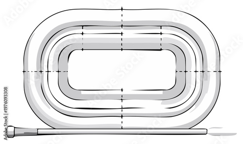 Vector Illustration of Traditional Brass Alphorn Instrument With Mouthpiece