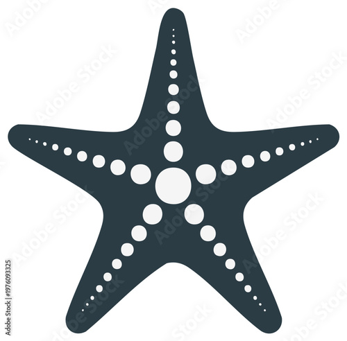 Vector Illustration of a Dark Five-Pointed Starfish with Pale Dots, Sea Animal Icon, Summer