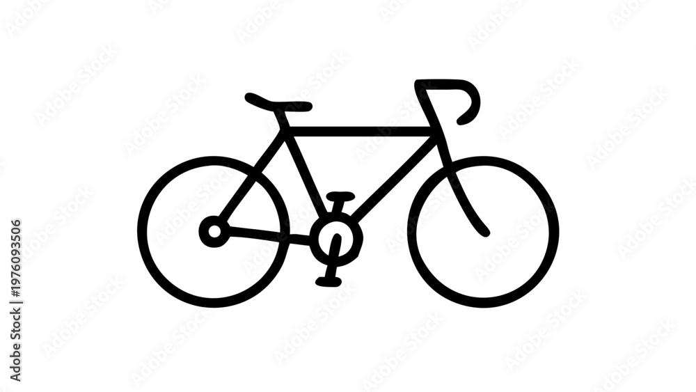 Fototapeta premium Black Outline Bicycle Icon Isolated on White Background