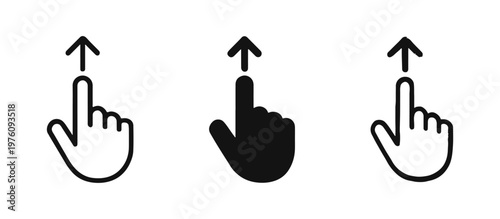 Swipe Up Gesture Icon Set. Scroll, Touch Screen, Mobile Navigation, User Interface, Finger Action Vector Symbols.