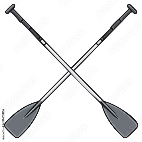 Crossed Paddles Cartoon Illustration for Boating and Water Sports Adventure