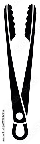 Kitchen Tongs Graphic Tool for Cooking and Serving in Black Silhouette