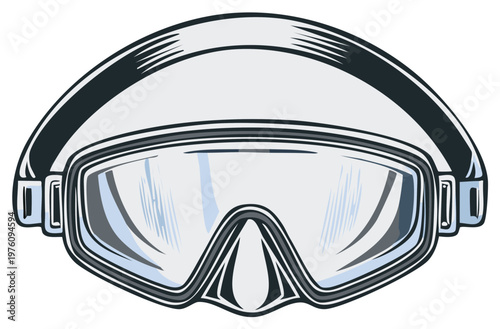 Vintage Scuba Diving Mask Illustration, Dive Gear Design