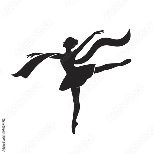 Vector silhouette of a dancer performing a graceful movement