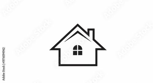 Minimalist black outline of a house with a single arched window