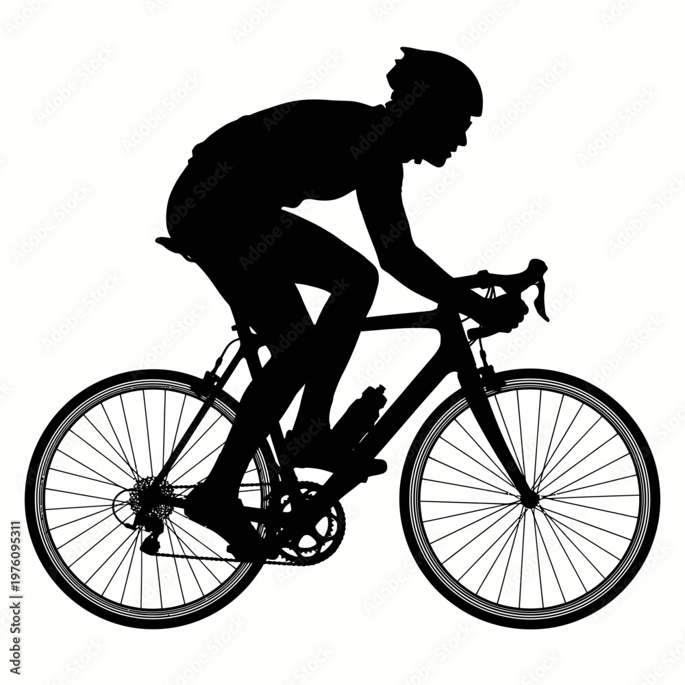 Fototapeta premium A vector silhouette of a cyclist riding a bicycle in motion.