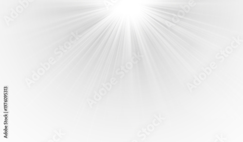 Foto Bright white sun rays from top center isolated on transparent background