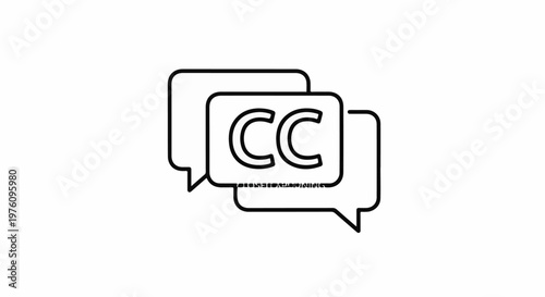 Line art icon of closed captioning symbols on speech bubbles