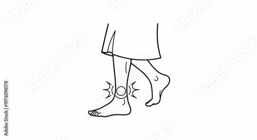 Line art illustration of a leg with a pain symbol around the ankle