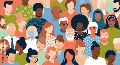 Diverse group of people illustration representing unity and community celebrating togetherness and inclusion